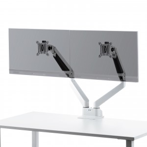 モニターアーム（2画面・デュアル・クランプ式・グロメット式・ガス式・上下・左右・回転・前後・ホワイト）CR-LA1302WN2 サンワサプライ