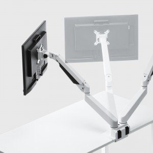 モニターアーム（2画面・デュアル・クランプ式・グロメット式・ガス式・上下・左右・回転・前後・ホワイト）CR-LA1302WN2 サンワサプライ