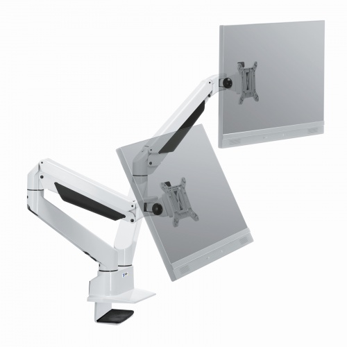 モニターアーム（2画面・デュアル・クランプ式・グロメット式・ガス式・上下・左右・回転・前後・ホワイト）CR-LA1302WN2 サンワサプライ