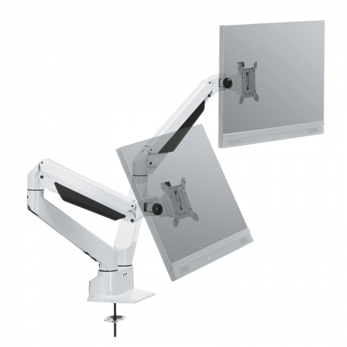 モニターアーム（2画面・デュアル・クランプ式・グロメット式・ガス式・上下・左右・回転・前後・ホワイト）CR-LA1302WN2 サンワサプライ