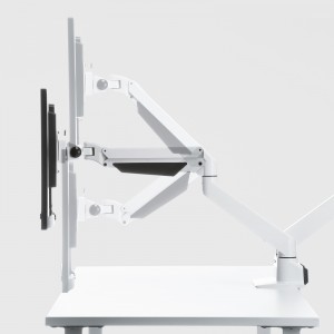 モニターアーム（2画面・デュアル・クランプ式・グロメット式・ガス式・上下・左右・回転・前後・ホワイト）CR-LA1302WN2 サンワサプライ