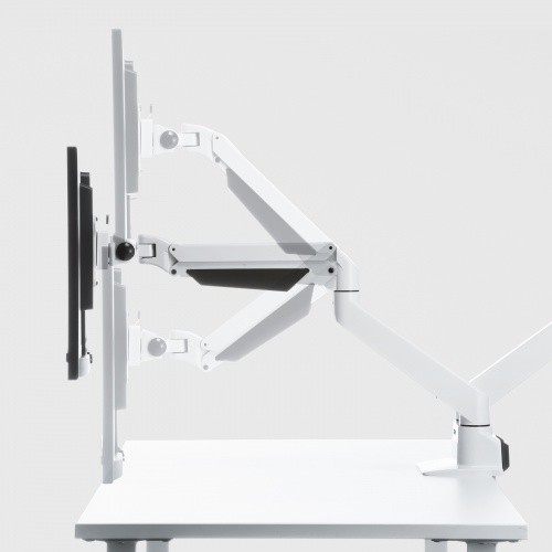 モニターアーム（2画面・デュアル・クランプ式・グロメット式・ガス式・上下・左右・回転・前後・ホワイト）CR-LA1302WN2 サンワサプライ