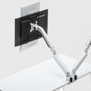 モニターアーム（2画面・デュアル・クランプ式・グロメット式・ガス式・上下・左右・回転・前後・ホワイト）CR-LA1302WN2 サンワサプライ