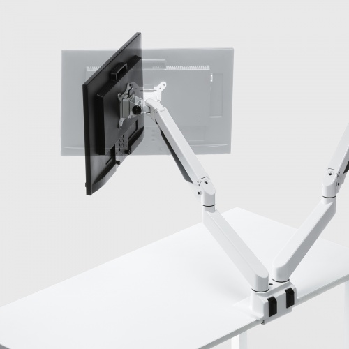 モニターアーム（2画面・デュアル・クランプ式・グロメット式・ガス式・上下・左右・回転・前後・ホワイト）CR-LA1302WN2 サンワサプライ