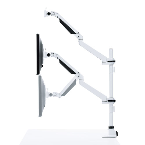 モニターアーム(垂直水平・多関節・VESA規格・上下2面・ホワイト) CR