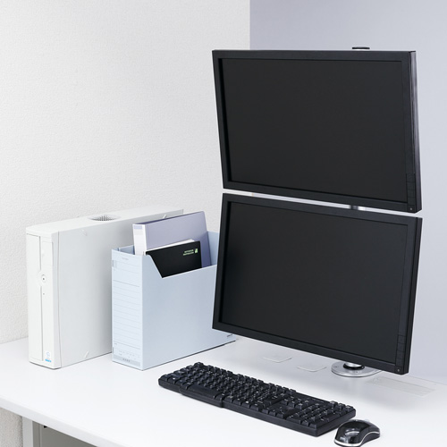 モニターアーム(水平・多関節・2関節・高さ700mm・上下2面・クランプ式) CR-LA1405N サンワサプライ