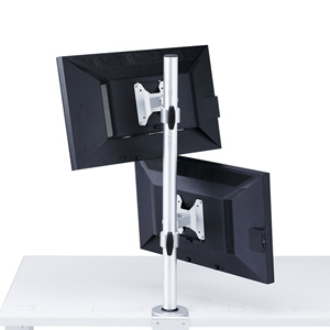 モニターアーム(水平・多関節・2関節・高さ700mm・上下2面・クランプ式) CR-LA1405N サンワサプライ