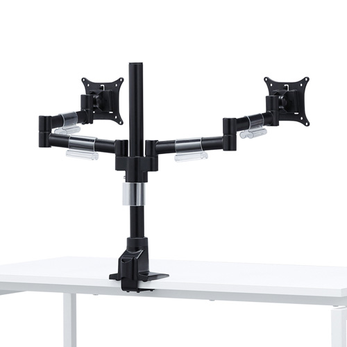 モニターアーム（2画面・デュアル・ポール・クランプ・チルト・左右・回転・前後・高さ調節・VESA）CR-LA1502BK サンワサプライ