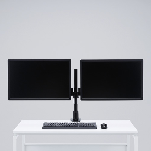 モニターアーム（2画面・デュアル・ポール・クランプ・チルト・左右・回転・前後・高さ調節・VESA）CR-LA1502BK サンワサプライ