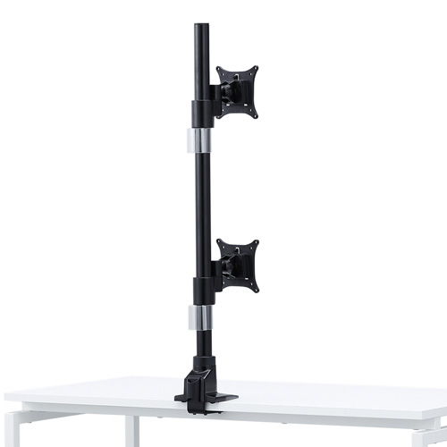 モニターアーム（2画面・デュアル・縦・ポール・支柱・左右・回転）CR