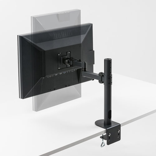 モニターアーム（1画面・クランプ・高耐荷重・ポール・チルト・左右・回転・前後・高さ調節・VESA・高さ45cm）CR-LA1701BK サンワサプライ