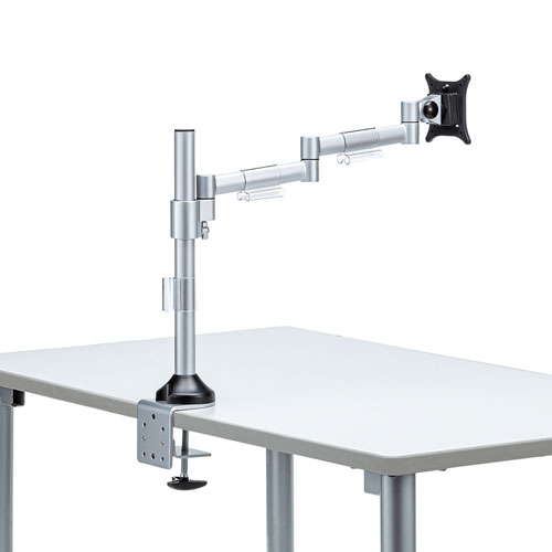 モニターアーム（1画面・ポール・クランプ・ネジ固定・チルト・左右・回転・高さ調節・前後・VESA・高さ42cm）CR-LA1801 サンワサプライ