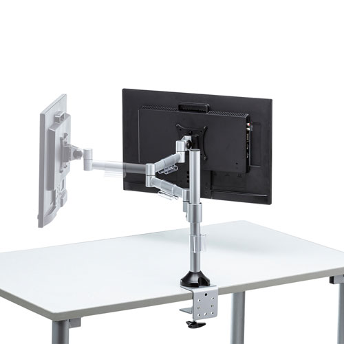 モニターアーム（1画面・ポール・クランプ・ネジ固定・チルト・左右・回転・高さ調節・前後・VESA・高さ42cm）CR-LA1801 サンワサプライ