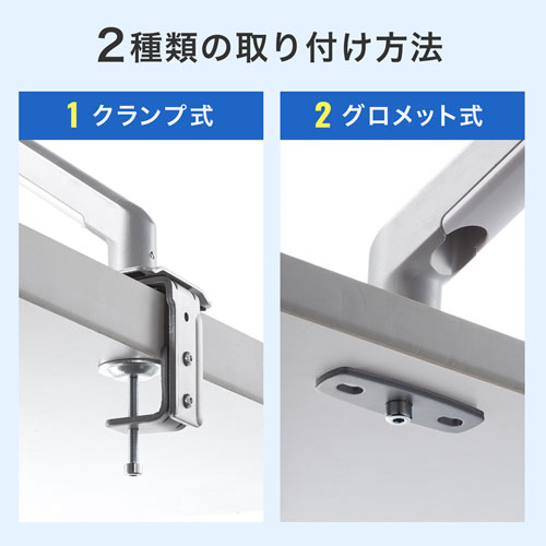 モニターアーム（クランプ式・水平・垂直・多関節・液晶・グロメット式） CR-LA1901 サンワサプライ