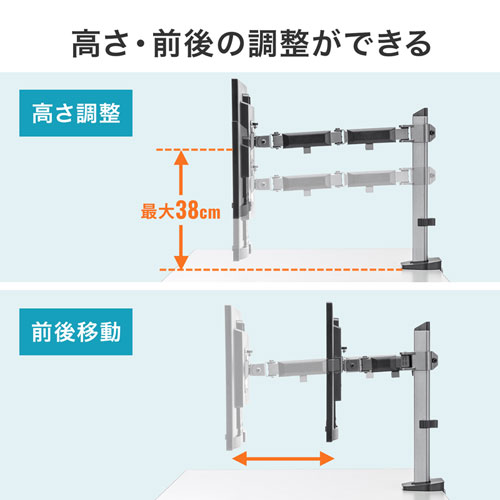 モニターアーム（水平・多関節・クランプ式・グロメット式） CR-LA2001 サンワサプライ