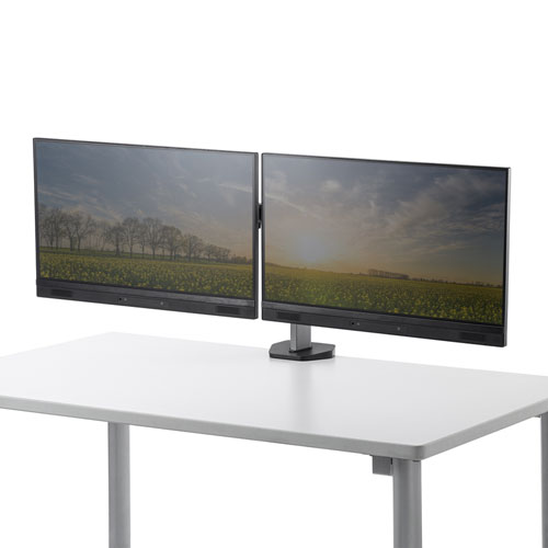 モニターアーム（2画面・デュアル・水平・多関節・液晶・クランプ式・グロメット式） CR-LA2002 サンワサプライ