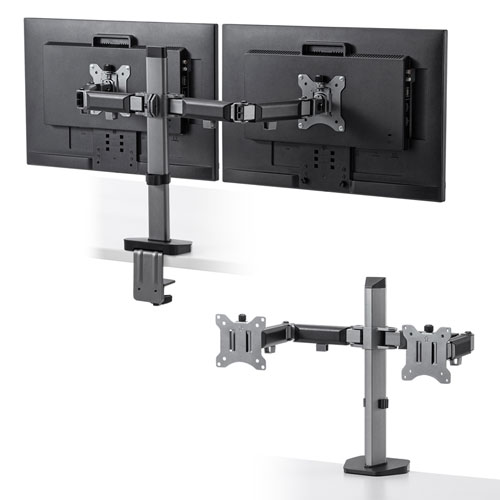 モニターアーム（2画面・デュアル・水平・多関節・液晶・クランプ式・グロメット式） CR-LA2002 サンワサプライ