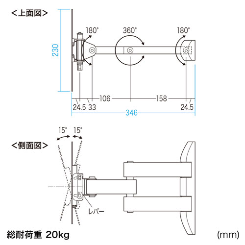 その他 SANWA SUPPLY CR-LA205 CR-LA205 壁掛用モニタアーム アーム長346mm サンワサプライ