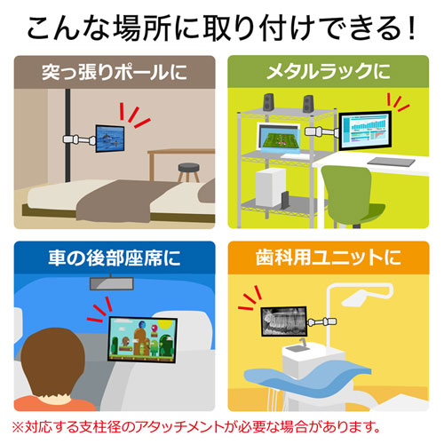 モニターアーム（シングル・ポール取り付け・VESA・上下・左右・回転・チルト・長い・白）CR-LA352 サンワサプライ