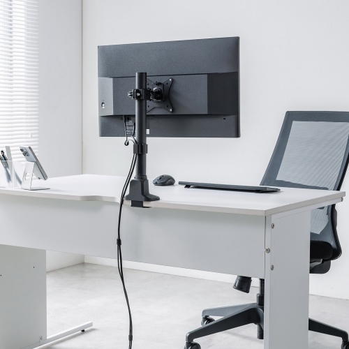 モニターアーム（ディスプレイアーム・薄型クランプ・耐荷重9kg・ショートアーム・32インチまで対応・ブラック）