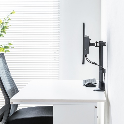 モニターアーム（ディスプレイアーム・薄型クランプ・耐荷重9kg・ショートアーム・32インチまで対応・ブラック）
