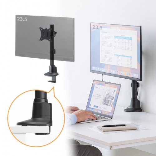 モニターアーム（ディスプレイアーム・薄型クランプ・耐荷重9kg・ショートアーム・32インチまで対応・ブラック）