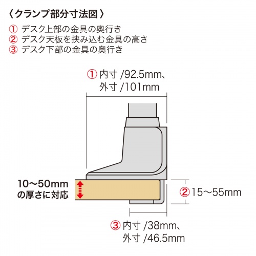 モニターアーム（ディスプレイアーム・薄型クランプ・耐荷重9kg・ショートアーム・32インチまで対応・ホワイト）