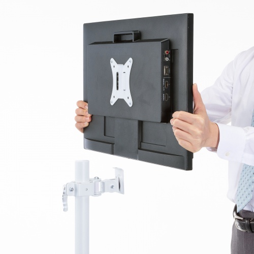 モニターアーム（ディスプレイアーム・薄型クランプ・耐荷重9kg・ショートアーム・32インチまで対応・ホワイト）