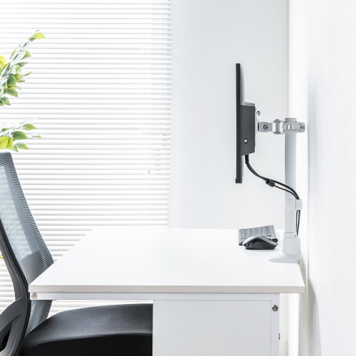 モニターアーム（ディスプレイアーム・薄型クランプ・耐荷重9kg・ショートアーム・32インチまで対応・ホワイト）