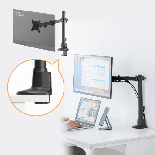モニターアーム（ディスプレイアーム・薄型クランプ・耐荷重9kg・3関節アーム・32インチまで対応・ブラック）
