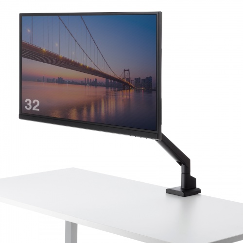 モニターアーム｜ガス式・スリムクランプ/穴あけ・上下/左右/前後/回転・黒