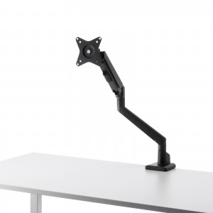 モニターアーム｜ガス式・スリムクランプ/穴あけ・上下/左右/前後/回転・黒