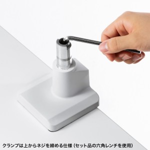 モニターアーム（上下・左右・高さ・回転・シングル・ガススプリング・32インチ対応・耐荷重9kg・クランプ・グロメット・ディスプレイアーム・ホワイト） CR-LAC1403W サンワサプライ