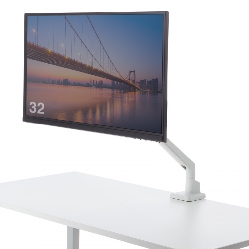 モニターアーム（上下・左右・高さ・回転・シングル・ガススプリング・32インチ対応・耐荷重9kg・クランプ・グロメット・ディスプレイアーム・ホワイト） CR-LAC1403W サンワサプライ