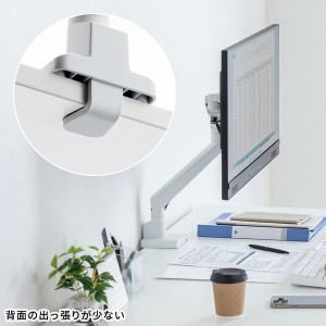 モニターアーム（上下・左右・高さ・回転・シングル・ガススプリング・32インチ対応・耐荷重9kg・クランプ・グロメット・ディスプレイアーム・ホワイト） CR-LAC1403W サンワサプライ