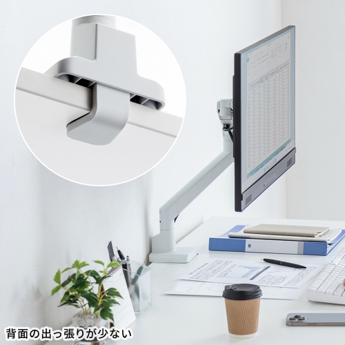 モニターアーム（上下・左右・高さ・回転・シングル・ガススプリング・32インチ対応・耐荷重9kg・クランプ・グロメット・ディスプレイアーム・ホワイト） CR-LAC1403W サンワサプライ
