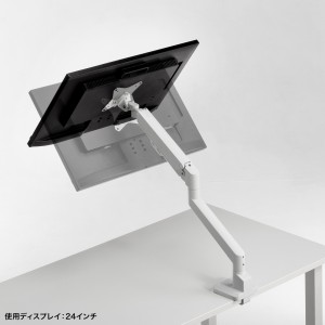 モニターアーム（上下・左右・高さ・回転・シングル・ガススプリング・32インチ対応・耐荷重9kg・クランプ・グロメット・ディスプレイアーム・ホワイト） CR-LAC1403W サンワサプライ