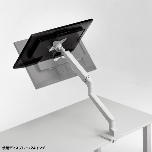 モニターアーム（上下・左右・高さ・回転・シングル・ガススプリング・32インチ対応・耐荷重9kg・クランプ・グロメット・ディスプレイアーム・ホワイト） CR-LAC1403W サンワサプライ