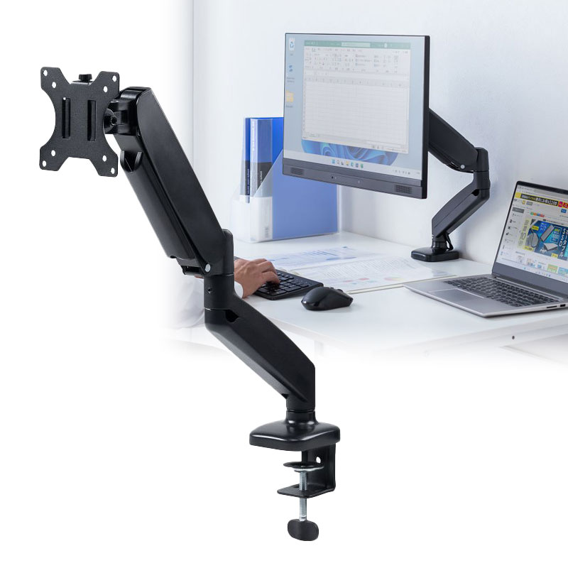 モニターアーム（32インチまで・耐荷重8kg・ガススプリング式・クランプ式対応・グロメット式対応・ シングルアーム・1画面）