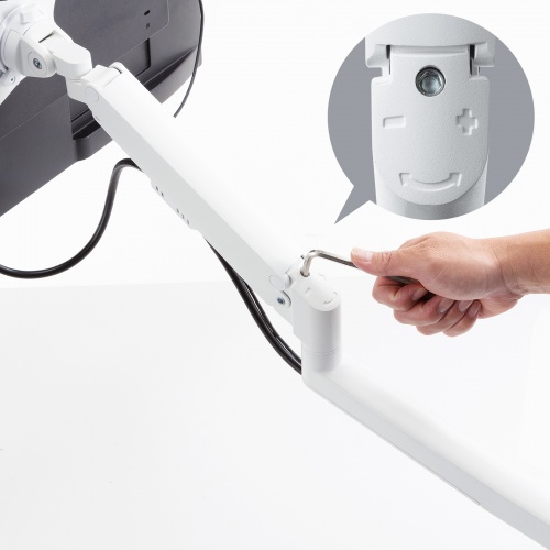 モニターアーム（ディスプレイアーム・ガススプリング・薄型クランプ・耐荷重1から9kg・32インチまで対応・ホワイト）