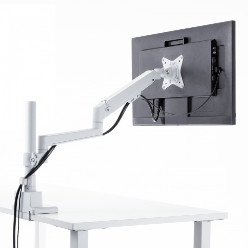 モニターアーム（ディスプレイアーム・ガススプリング・薄型クランプ・耐荷重1から9kg・32インチまで対応・ホワイト）