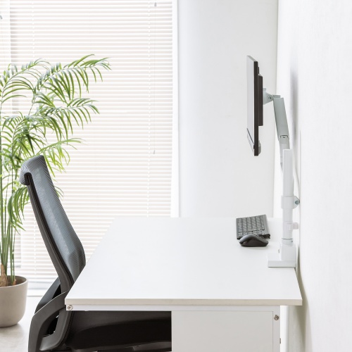 モニターアーム（ディスプレイアーム・ガススプリング・薄型クランプ・耐荷重1から9kg・32インチまで対応・ホワイト）