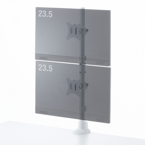 モニターアーム（ディスプレイアーム・2画面上下・デュアルモニター・薄型クランプ・支柱・耐荷重各9kg・32インチまで対応・ホワイト）