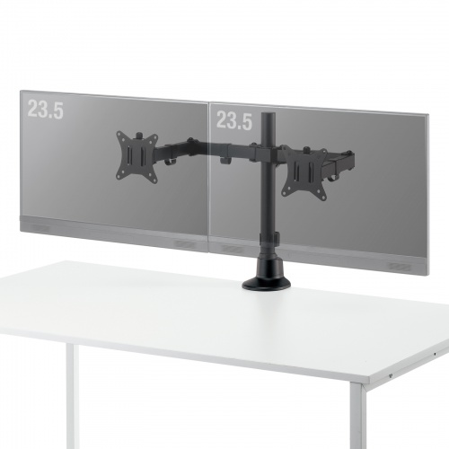 モニターアーム（ディスプレイアーム・2画面左右・デュアルモニター・薄型クランプ・耐荷重各9kg・32インチまで対応・ブラック）