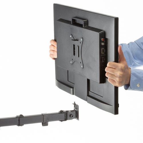 モニターアーム（ディスプレイアーム・2画面左右・デュアルモニター・薄型クランプ・耐荷重各9kg・32インチまで対応・ブラック）