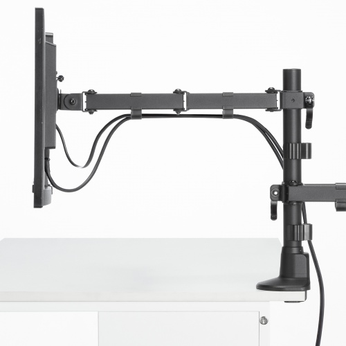 モニターアーム（ディスプレイアーム・2画面左右・デュアルモニター・薄型クランプ・耐荷重各9kg・32インチまで対応・ブラック）
