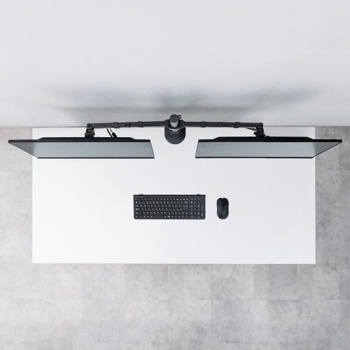 モニターアーム（ディスプレイアーム・2画面左右・デュアルモニター・薄型クランプ・耐荷重各9kg・32インチまで対応・ブラック）