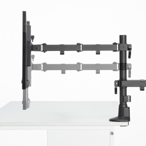 モニターアーム（ディスプレイアーム・2画面左右・デュアルモニター・薄型クランプ・耐荷重各9kg・32インチまで対応・ブラック）