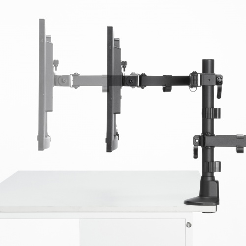 モニターアーム（ディスプレイアーム・2画面左右・デュアルモニター・薄型クランプ・耐荷重各9kg・32インチまで対応・ブラック）