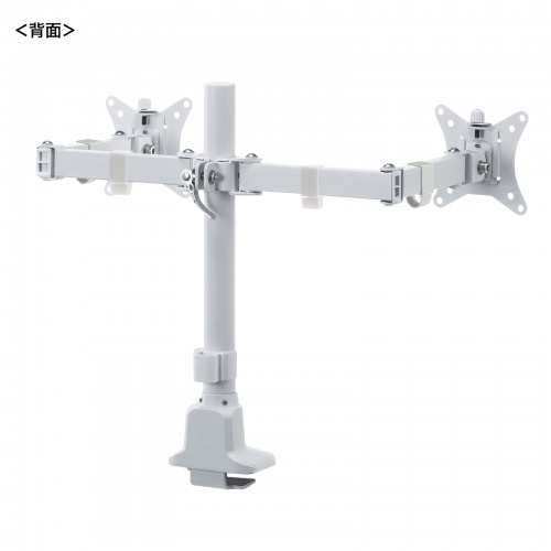 モニターアーム（ディスプレイアーム・2画面左右・デュアルモニター・薄型クランプ・耐荷重各9kg・32インチまで対応・ホワイト）